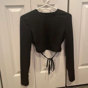 black backless shein top